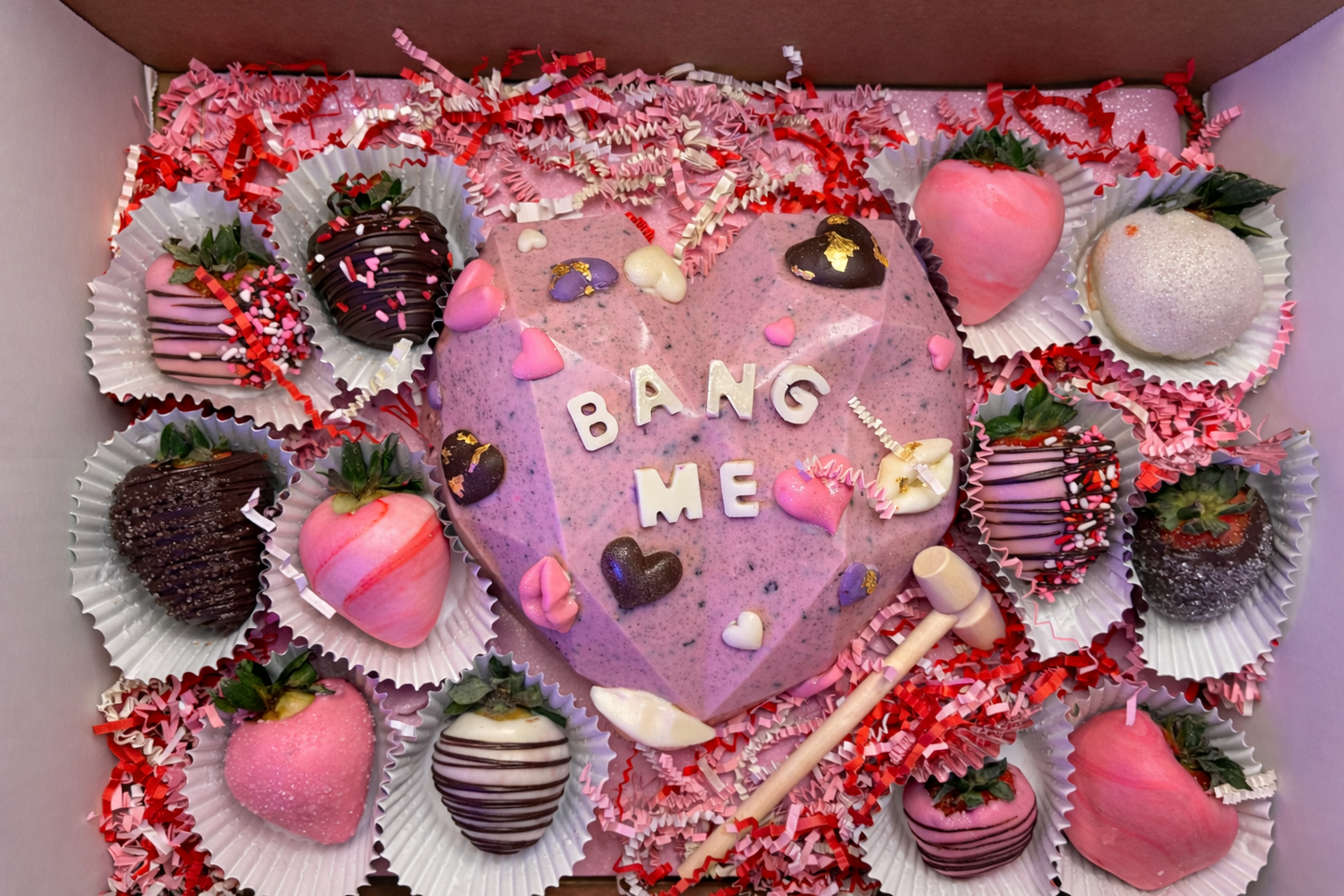 Breakable Chocolate Heart with Wooden Mallet